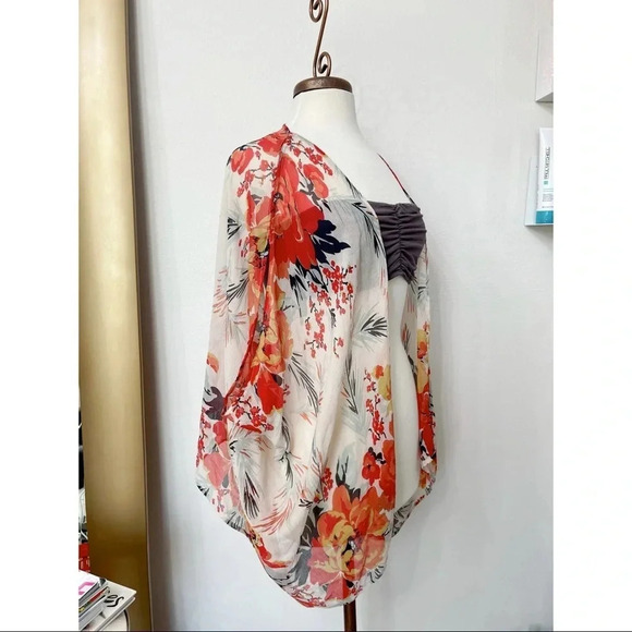 WINTER KATE Silk Sheer Floral Kimono M - Picture 2 of 8